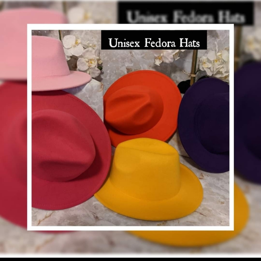 UNISEX LARGE BRIM Black  Fedora Hat - Picture 3 of 4